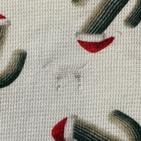 Victorias Secret VS Pink Santa Cactus Christmas Holiday Long Sleeve Shirt M - Picture 2 of 4